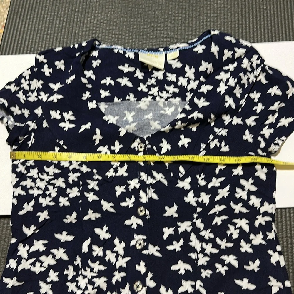 Maeve by Anthropologie Navy Blue Blouse with White Bird Print - Picture 6 of 7